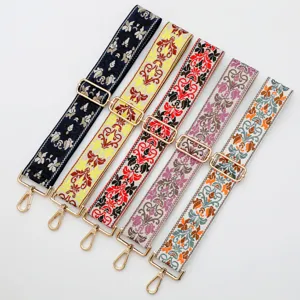 Wide ethnic jacquard bag strap replacement adjustable colorful shoulder crossbody belt 5cm