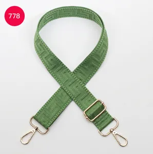 Green labyrinth woven replacement bag strap, adjustable shoulder crossbody bag belt with gold hardware.