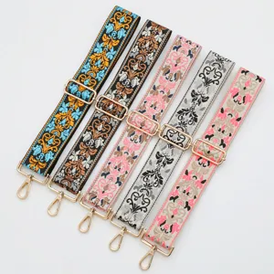 Colorful ethnic jacquard wide shoulder strap replacement for crossbody bag 5cm wide main