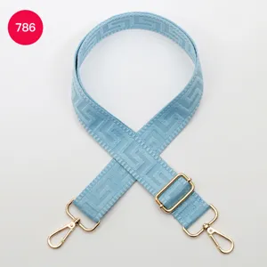 Light blue adjustable replacement bag strap with geometric pattern and gold hardware 1 pc