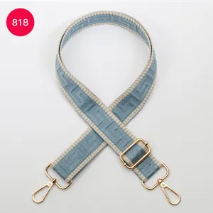Adjustable wide replacement shoulder strap for handbags, stylish blue maze woven crossbody strap.
