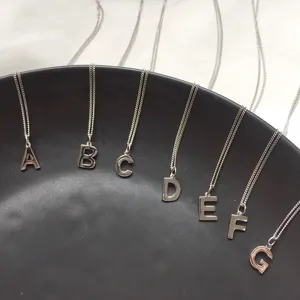 Sterling silver alphabet letter pendant necklace fashionable jewelry with delicate chain for women