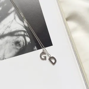 S925 sterling silver letter pendant necklace, minimalist alphabet charm jewelry for women daily style.