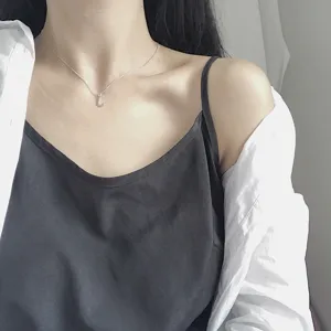 S925 sterling silver minimalist letter L pendant necklace delicate collarbone chain jewelry for women
