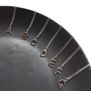 S925 sterling silver alphabet letter pendant necklace minimalist fashion dainty jewelry