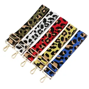 Bandoulière Large Ajustable Imprimé Léopard pour Femme Accessoires de Sac à Main Sangle de Remplacement Jacquard pour Sac Besace