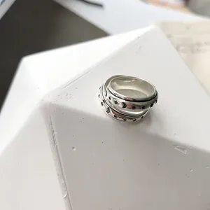 S925 Sterlingsilber Stern Mond Spinner Ring minimalistischer Retro Paar Schmuck Artikel