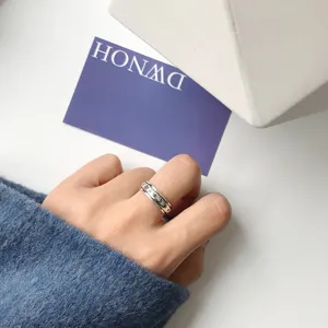 Vintage S925 Sterling Silber Stern Mond Spinner Ring minimalistische Paar Schmuck Damen Mode