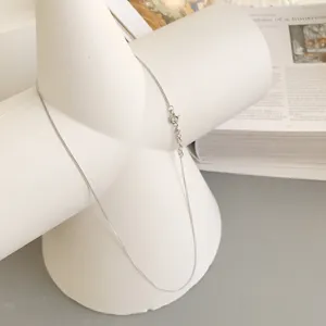 Minimalist sterling silver snake bone chain necklace, delicate daily jewelry for women.