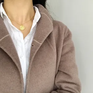 S925 Sterling Silver Vintage Elizabeth Coin Necklace Elegant Round Pendant Jewelry for Women
