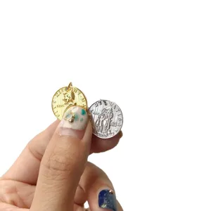 S925 Sterling Silver Vintage Coin Pendant Necklace, Elegant Religious Coin Jewelry for Women