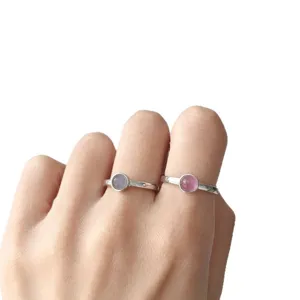 Bague Ouverte En Argent S925 Pierre Oeil De Chat Minimaliste Tendance Bijou Reglable