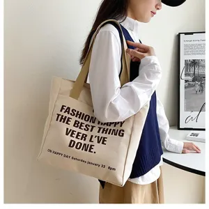 Canvas tote bag for women large capacity shoulder bag casual commuter student handbag