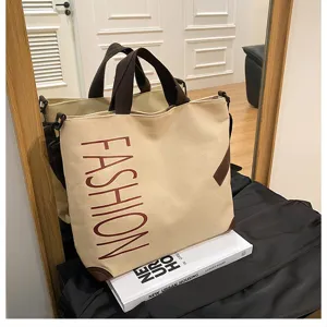Canvas tote bag large capacity shoulder bag casual daily commuter bag detail view