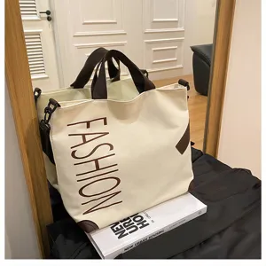 Large capacity canvas tote bag for women, casual single shoulder bag for daily commuting.