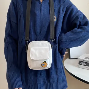 Cute Japanese style canvas crossbody bag for girls, sweet student small shoulder phone bag