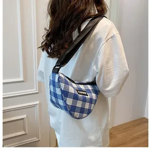 Checkerboard triangle shoulder bag trendy fashion crossbody bag for women daily street style