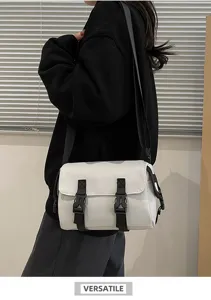 Bolso bandolera táctico unisex bolso cruzado blanco con hebillas dobles bolso casual para diario