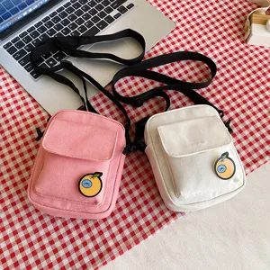 Canvas crossbody bag for women and kids cute small shoulder bag phone pouch daily casual