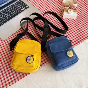 Cute canvas crossbody bag for kids and girls, casual Japanese style shoulder bag.