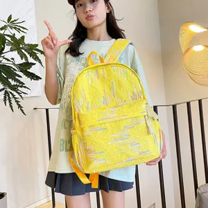 Gelber gesteppter Rucksack süße Mini Schultasche Ins Stil lässiger Tagesrucksack für Damen