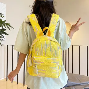 Niedlicher Mini gelber Rucksack für Damen, trendige japanische kleine Schultasche für Alltag.