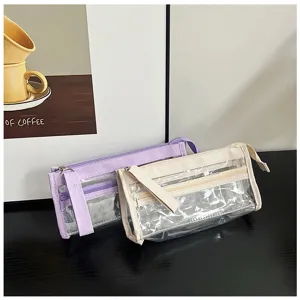 Astuccio trasparente in PVC a più scomparti grande capacità per studenti e cancelleria