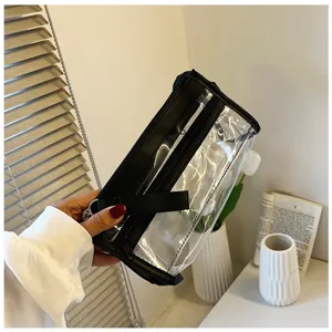 Astuccio portamatite multistrato in PVC trasparente borsa di cancelleria grande capacità minimalista