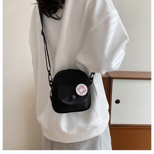 Sac bandoulière en toile pour femme, style Harajuku japonais sac porté épaule décontracté.