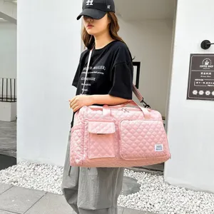 Large Capacity PU Travel Bag With Shoe Compartment Ultra Lightweight Crossbody Gym Bag For Overnight Weekender Travel Sports