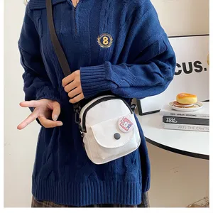 Sac bandoulière en toile style coréen pour femmes décontracté petit sac porté épaule quotidien