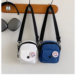 Sac bandoulière en toile style coréen pour femmes, sac d'épaule étudiant avec un joli lapin.