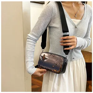 Damen Halloween Print Umhaengetasche trendige Kameratasche lässige Schultertasche chic new