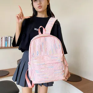 Rosa süßer Mini-Rucksack für Mädchen, süßer Casual-Schulranzen im Kawaii-Stil Detail.