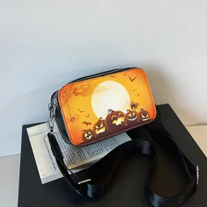 Halloween Druck Kameratasche, modische Damen Umhängetasche mit breitem Schultergurt.