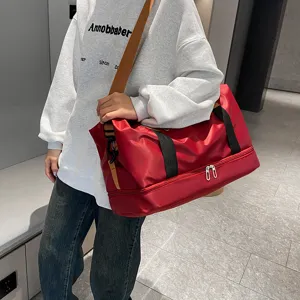 Bolso de Viaje de Tela Oxford para Mujer Gran Capacidad Bolso de Gimnasio Impermeable Bolsa de Fin de Semana Con Compartimento para Zapatos