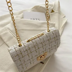 Chic tsanta omou apo tweed elegant mini crossbody tsanta gia gynaikes polyteleias