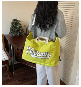 Bolsa de viaje de moda con estampado de letras, bolso de hombro informal para el día a día.