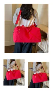 Bolsa de viaje roja elegante casual bandolera deporte gimnasio yoga gran capacidad.