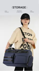 Grand sac de voyage multifonctionnel avec compartiment chaussures pour les courts séjours.