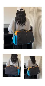Borsa da viaggio colorblock grande capacita fitness palestra tracolla vista dettagli