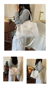 Large capacity canvas travel duffel bag geometric print casual shoulder crossbody commuter bag