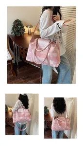 Pink oil painting print travel duffel bag, versatile large capacity shoulder commuter bag.