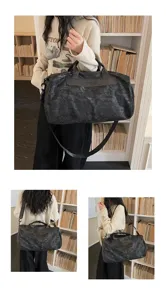 Sac de voyage noir pour femme grand week-end léger sac fourre-tout bandoulière élégant