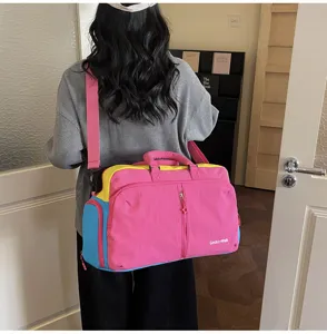 Borsa da viaggio colorblock grande capacità borsa sportiva fitness tracolla chic