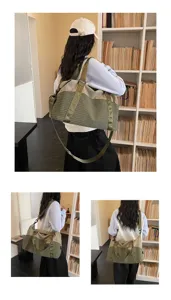 Stilvolle grüne karierte Reisetasche für Damen, Weekender Sporttasche Schultertasche.
