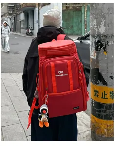 Large capacity red travel backpack durable outdoor sports rucksack for couple fitness hiking trip