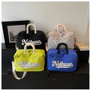 Bolso de viaje casual elegante con letras, bolsa de deporte de gran capacidad al hombro para mujer.