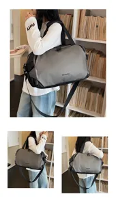 Fashion colorblock travel bag, casual shoulder duffel for commuting, gym and short trips.