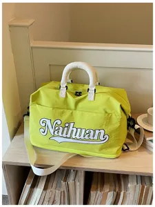 Bolsa de viaje verde de moda para hombre mujer, bolso deportivo casual de fin de semana.